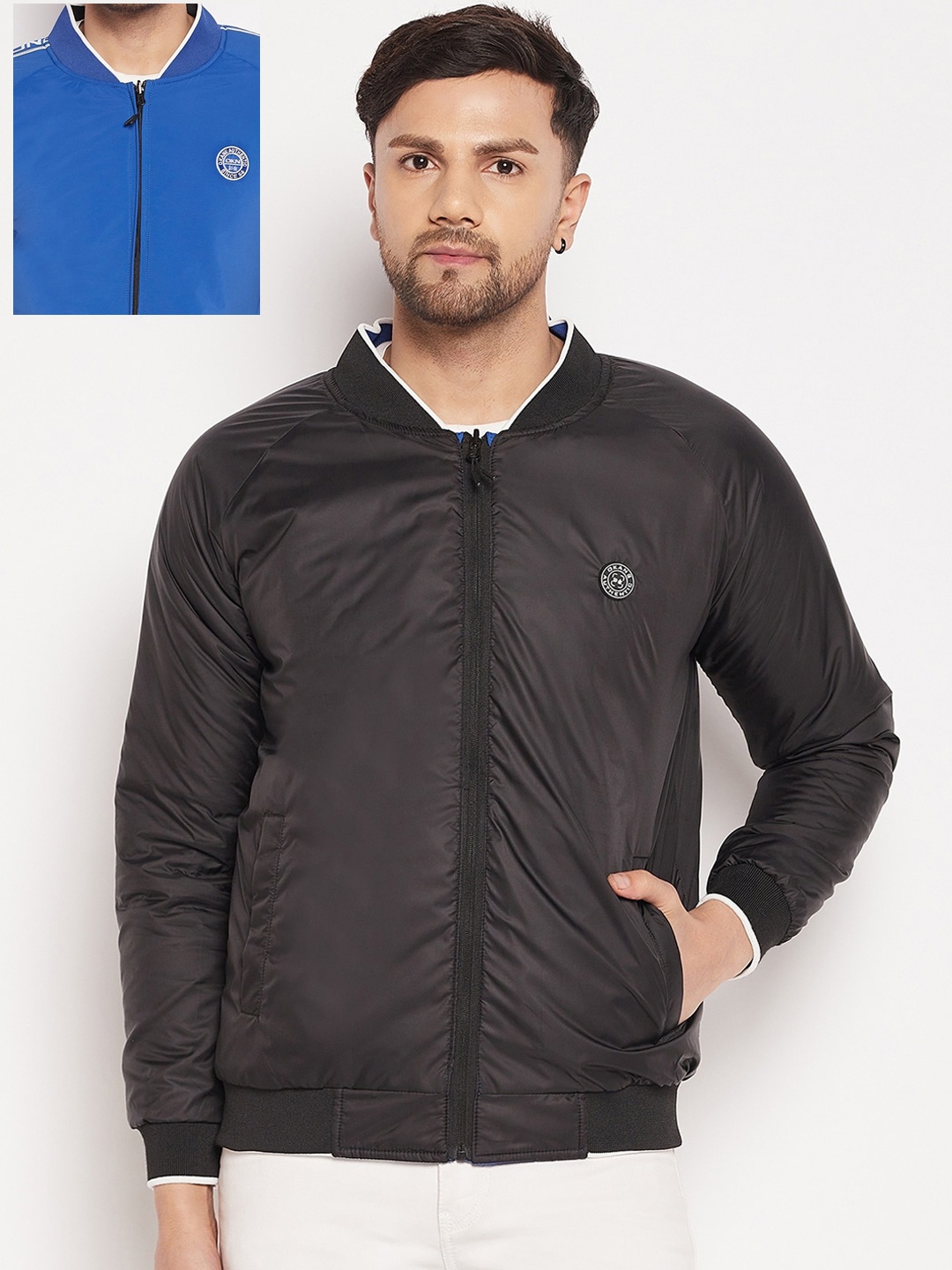 

Okane Men Reversible Bomber Jacket, Blue