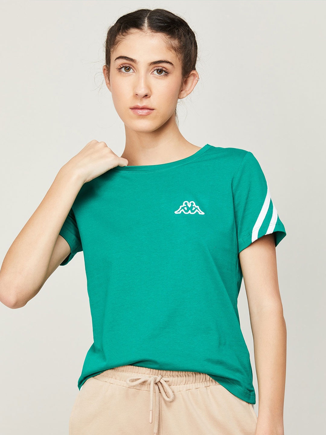 

Kappa Women Striped Cotton T-shirt, Green