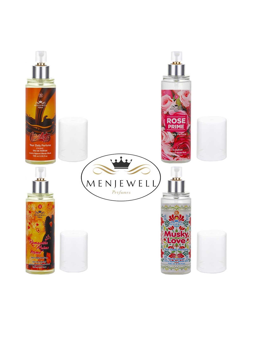 

Menjewell Set of 4 Eau de Parfum 105 ml Each, Yellow
