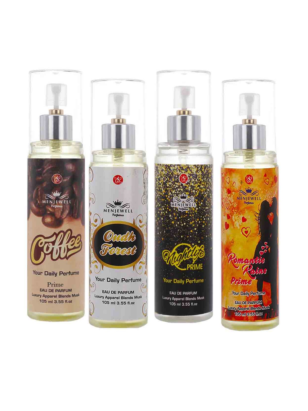 

Menjewell Unisex Set Of 4 Eau De Parfum - 105 ml Each, Yellow