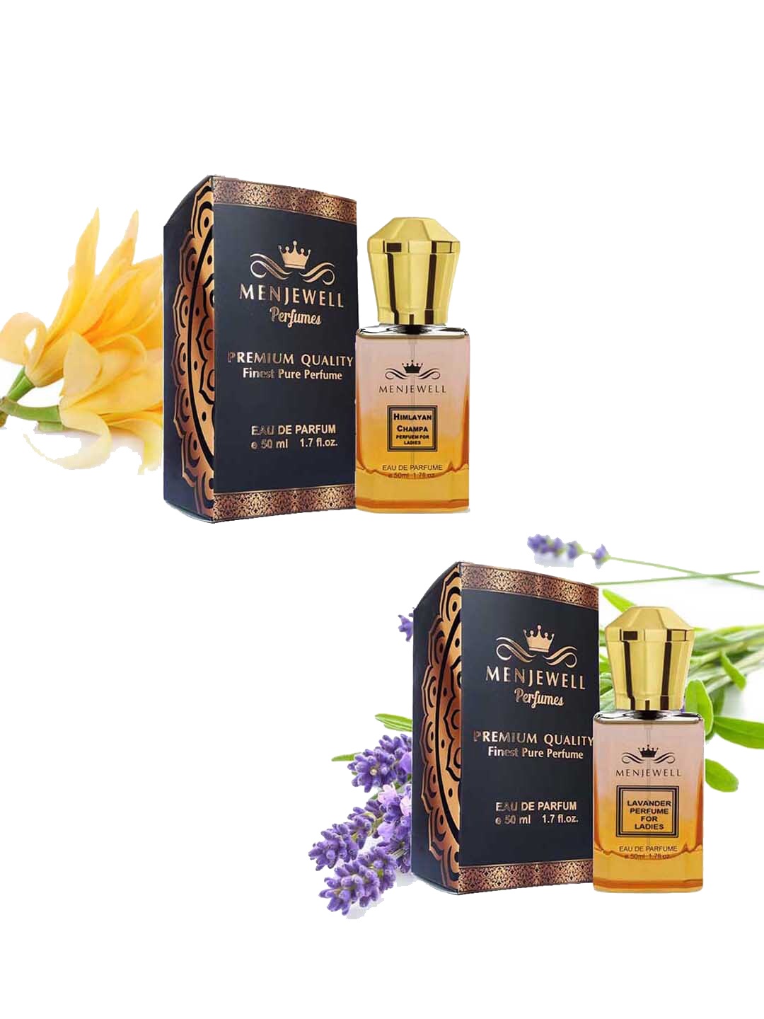 

Menjewell Women Set Of 2 Himalaya Champa & Lavender Eau de Parfum - 50ml Each, Yellow