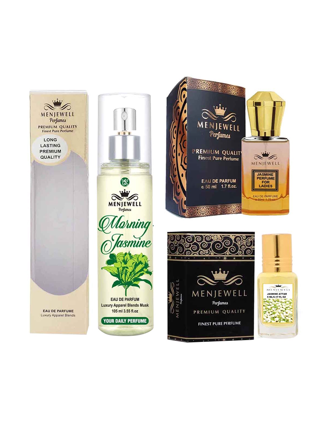 

Menjewell Unisex Set Of 3 Morning Jasmine EDP+Jasmine Attar+Jasmine EDP, Yellow