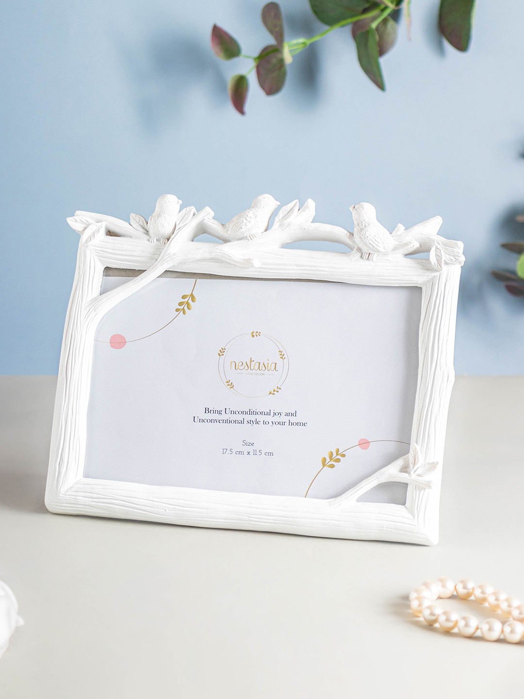 

Nestasia White Textured Bird Photo Frame