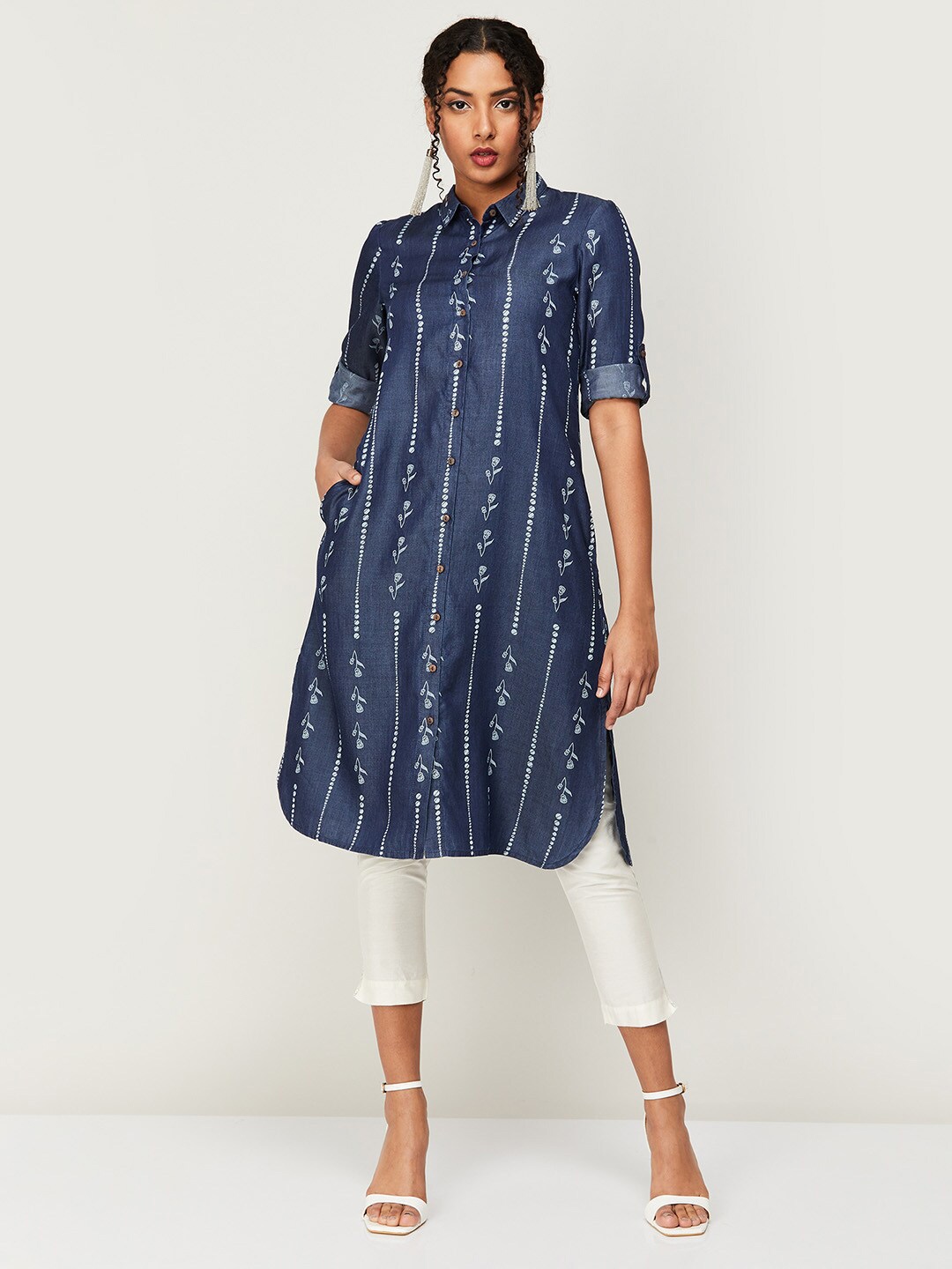 

Colour Me by Melange Women Ethnic Motifs Printed Indie Prints Kurta, Blue