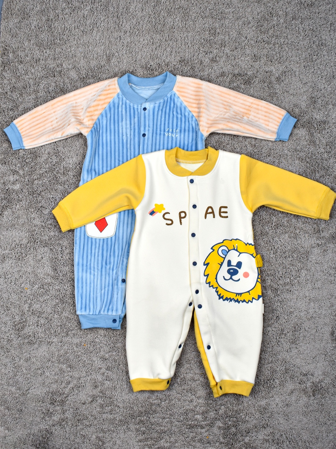 

Moms Home Infant Kids Pack Of 2 Printed Organic Cotton Rompers, White
