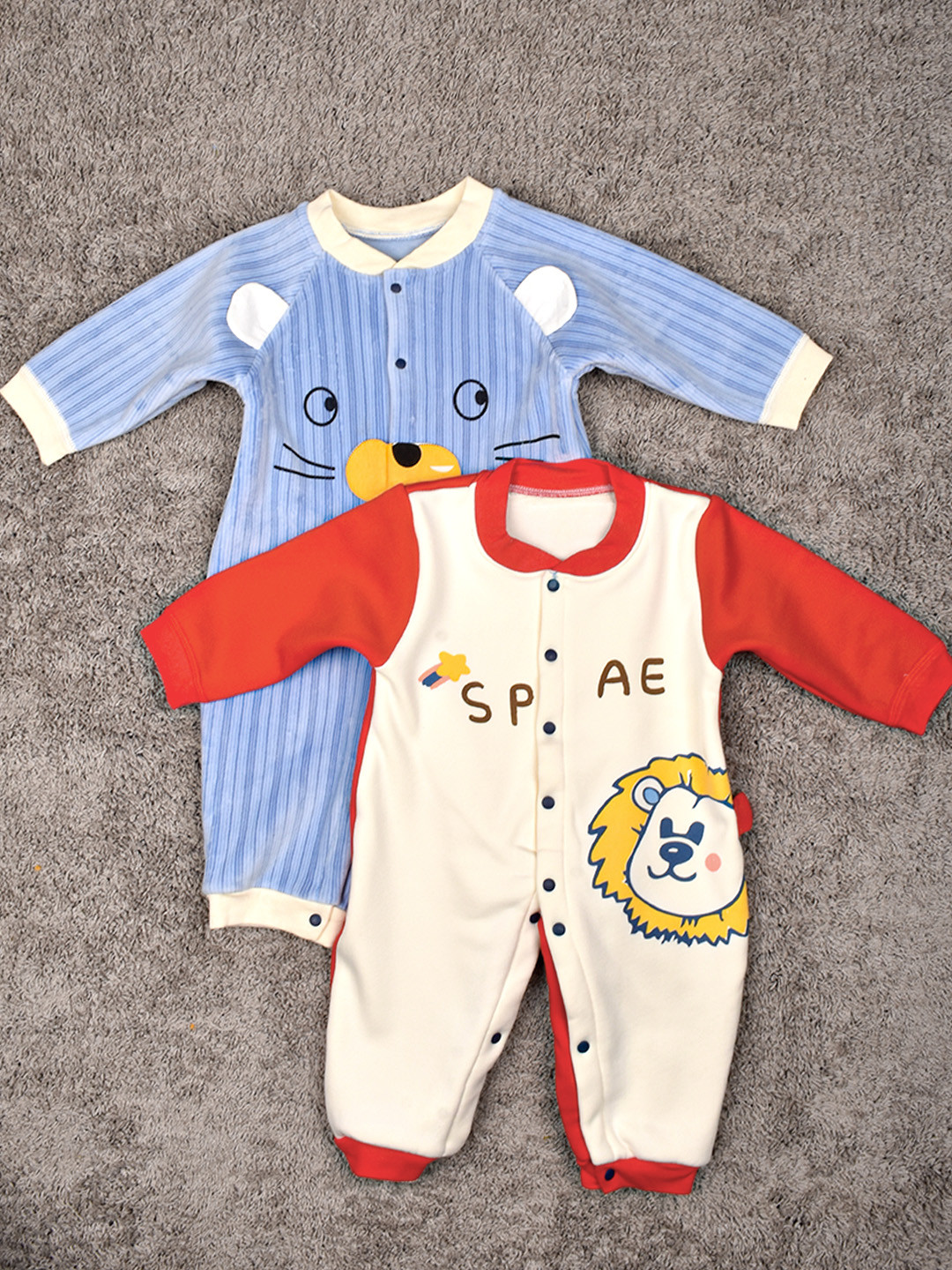 

Moms Home Infants Pack of 2 Printed Organic Cotton Rompers, Blue