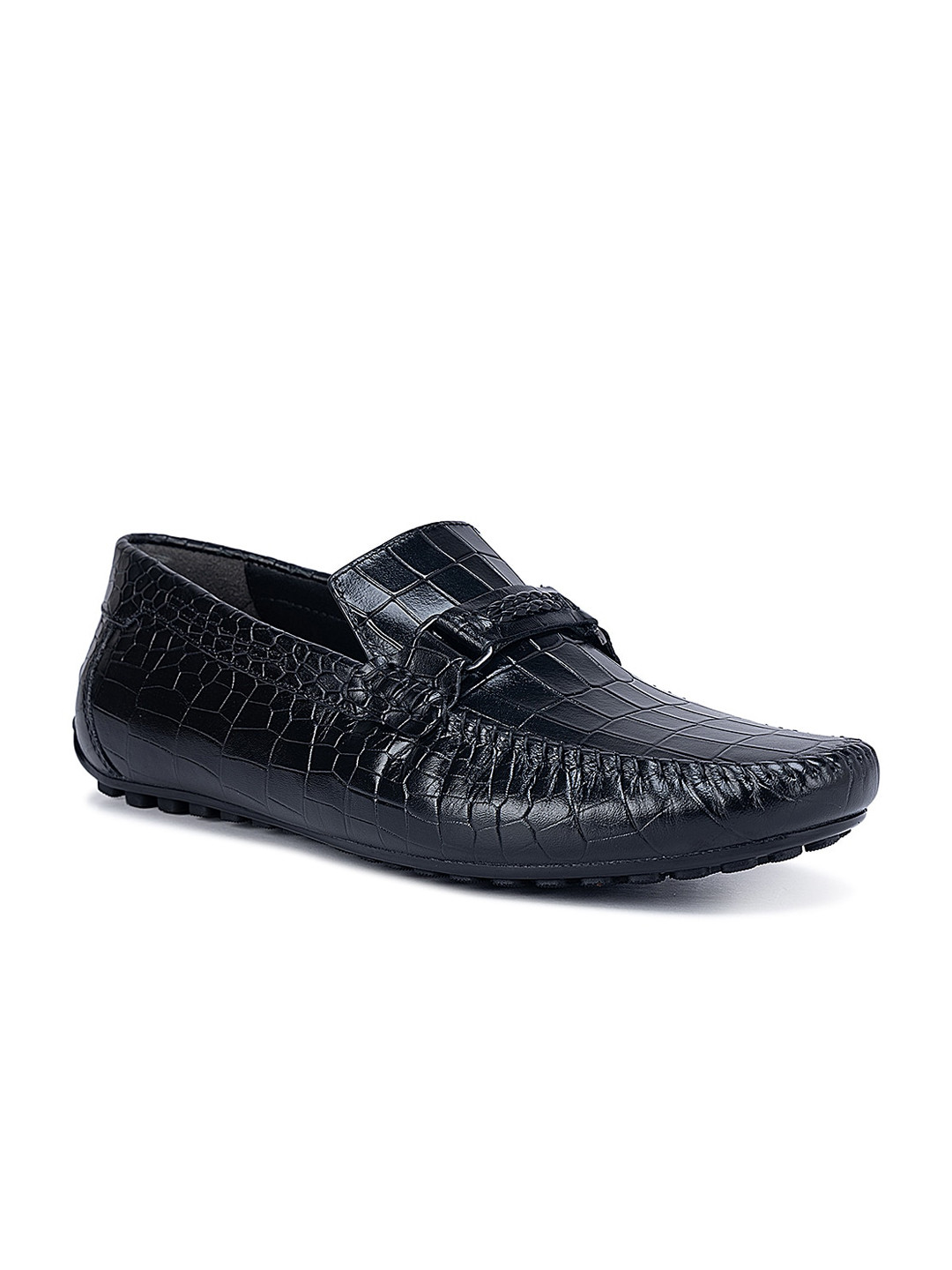 

ROSSO BRUNELLO Men Textured Formal Loafers, Black