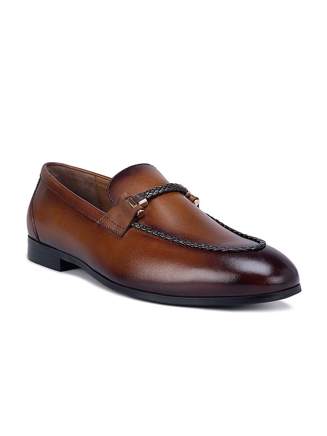 

ROSSO BRUNELLO Men Textured Formal Loafers, Tan