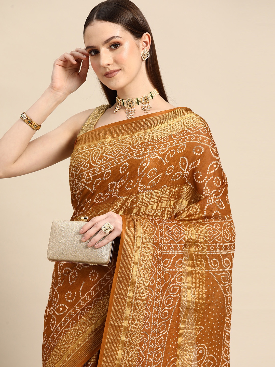 

Anouk Bandhani Saree, Rust