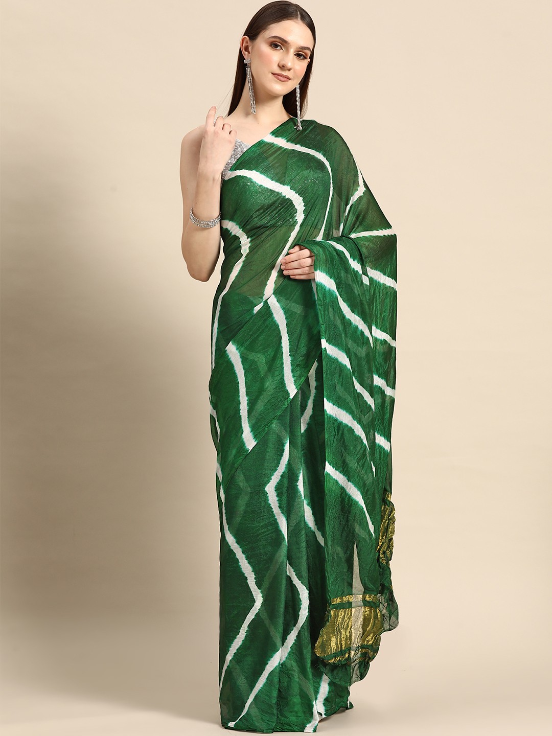 

Anouk Art Silk Leheriya Saree, Green
