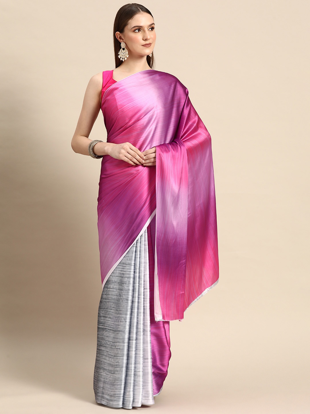 

Anouk Ombre Satin Saree, Pink