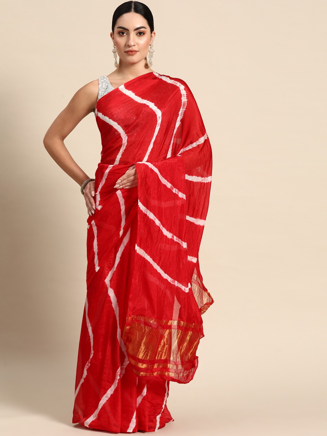 

Anouk Art Silk Leheriya Saree, Red
