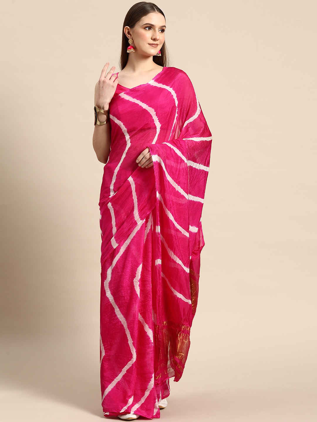 

Anouk Art Silk Leheriya Saree, Pink