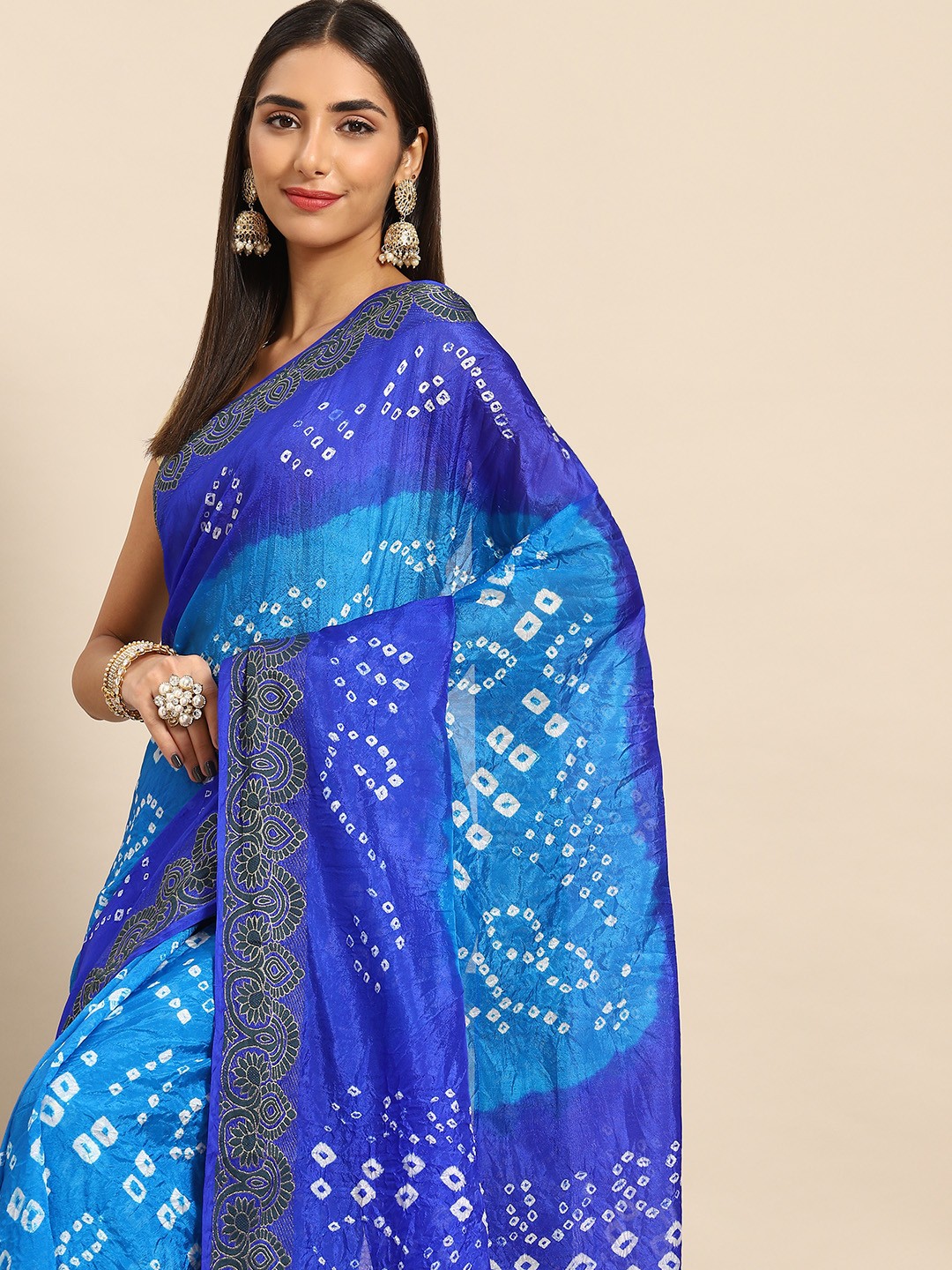 

Anouk Bandhani Art Silk Saree, Blue