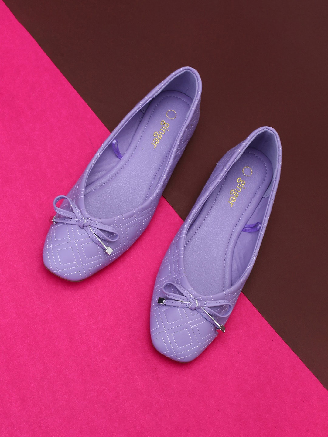 

Ginger by Lifestyle Women Textured Bows Ballerinas, Lavender