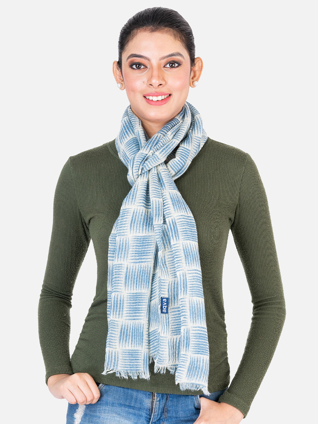 

AQVA Women Cotton Printed Scarf, Blue