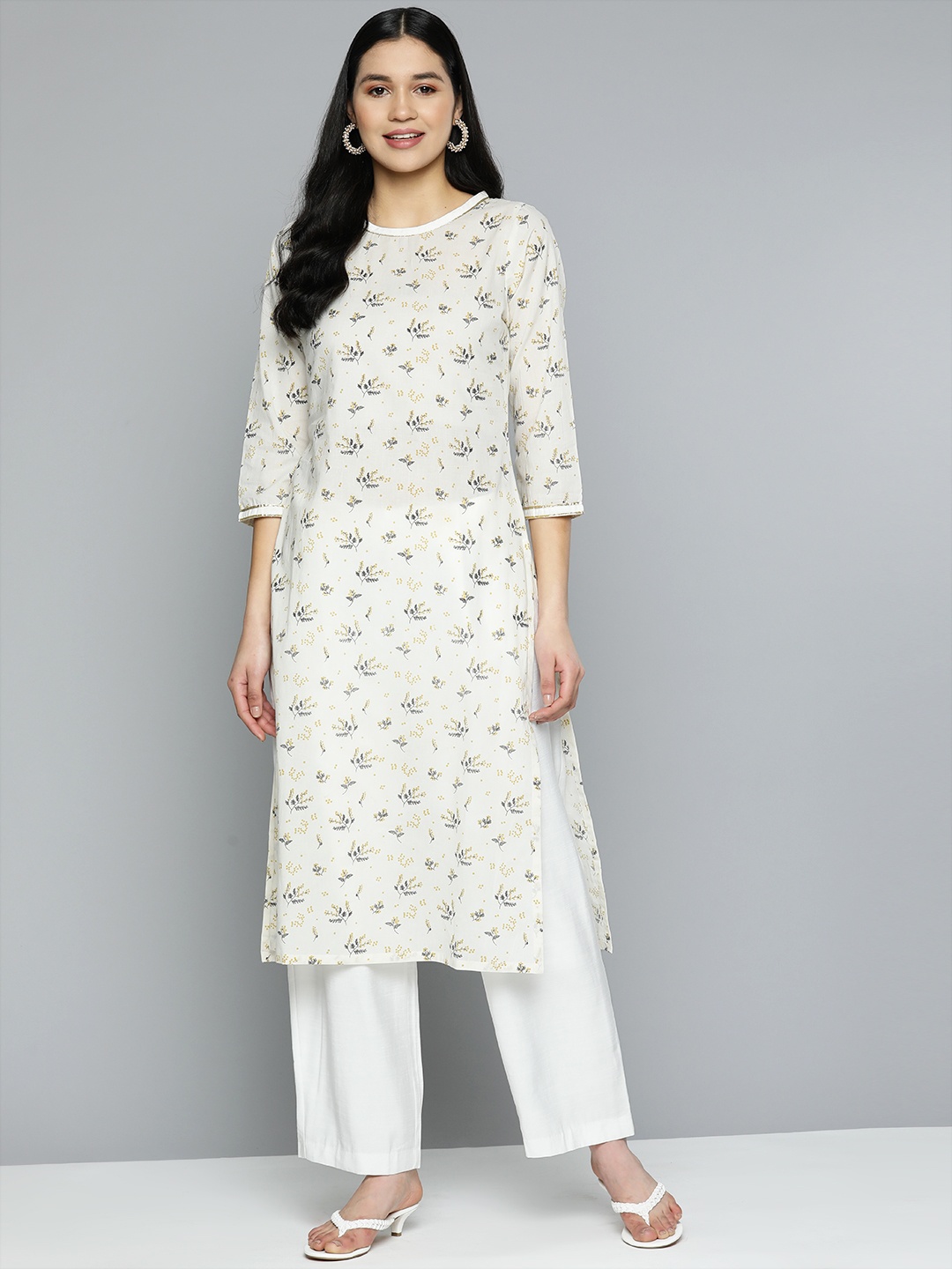 

HERE&NOW Women Floral Printed Floral Kurta, White