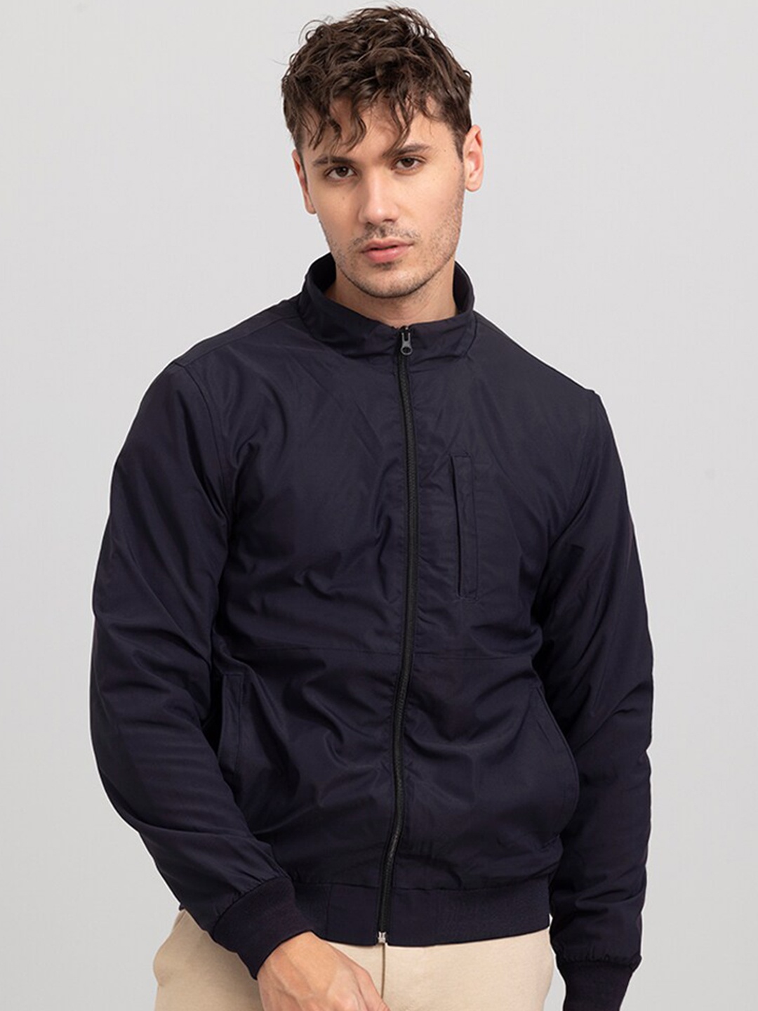

Snitch Men Fleece Bomber Jacket, Navy blue