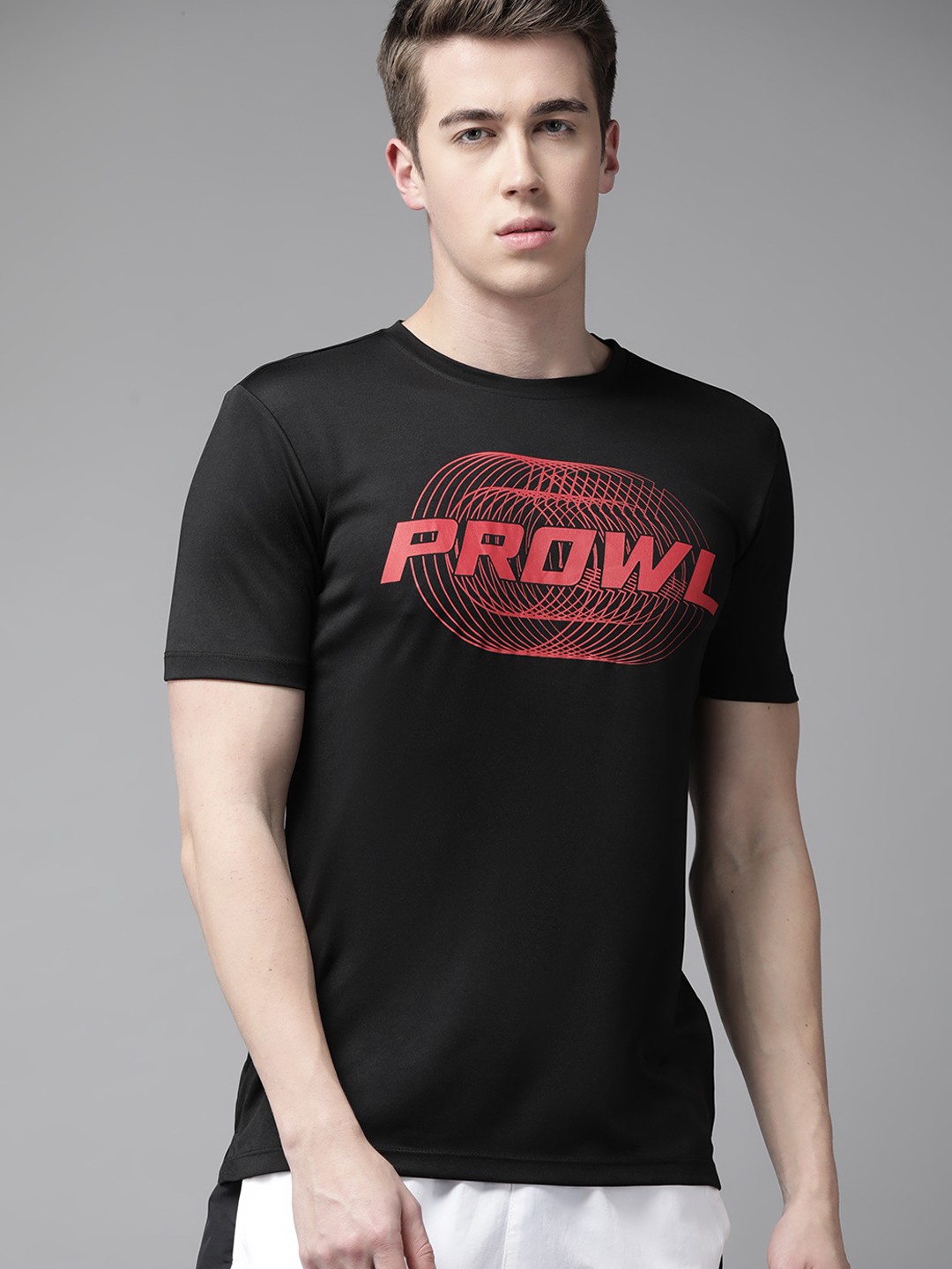 

Prowl Men Brand Logo Printed T-shirt, Black