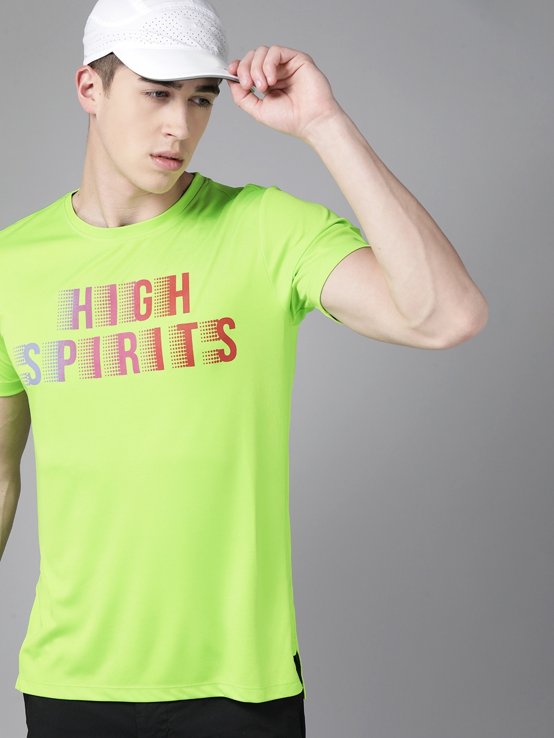 

Prowl Men Typography Printed Speed-Dry Antimicrobial Sports T-shirt, Fluorescent green