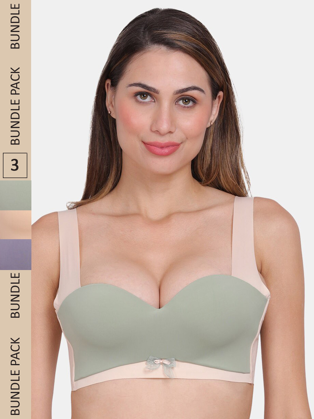 

Amour Secret Pack of 3 Colourblocked Push Up Bra - Underwired Lightly Padded, Grey