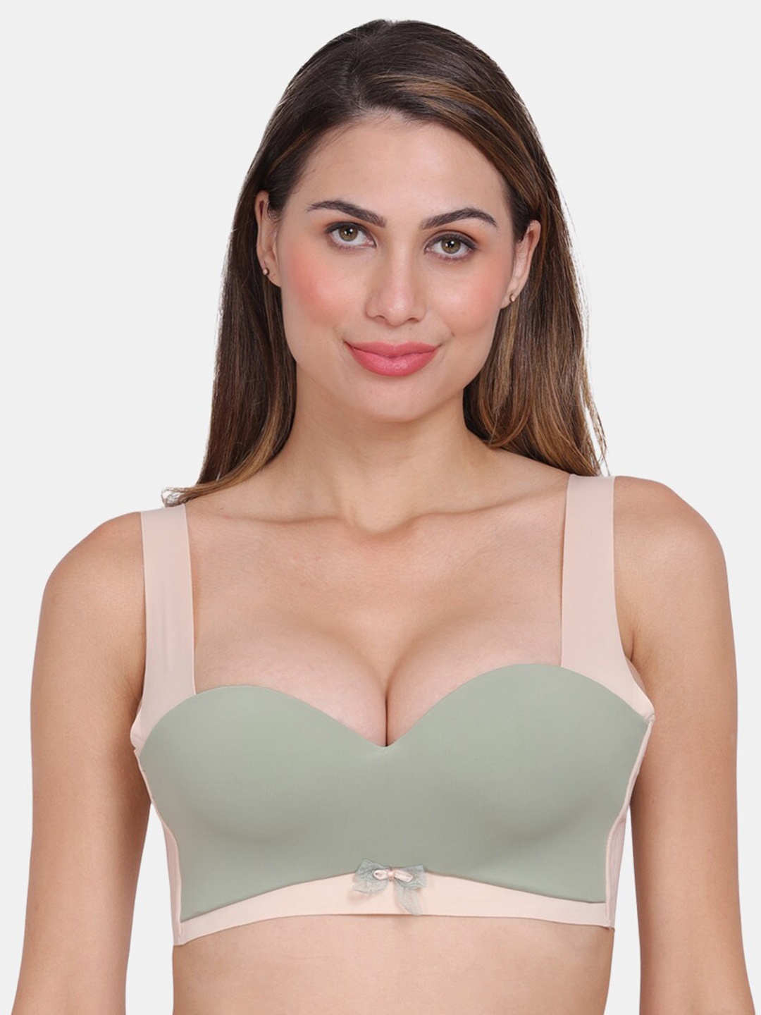 

Amour Secret Colourblocked Push Up Bra - Underwired Lightly Padded, Olive