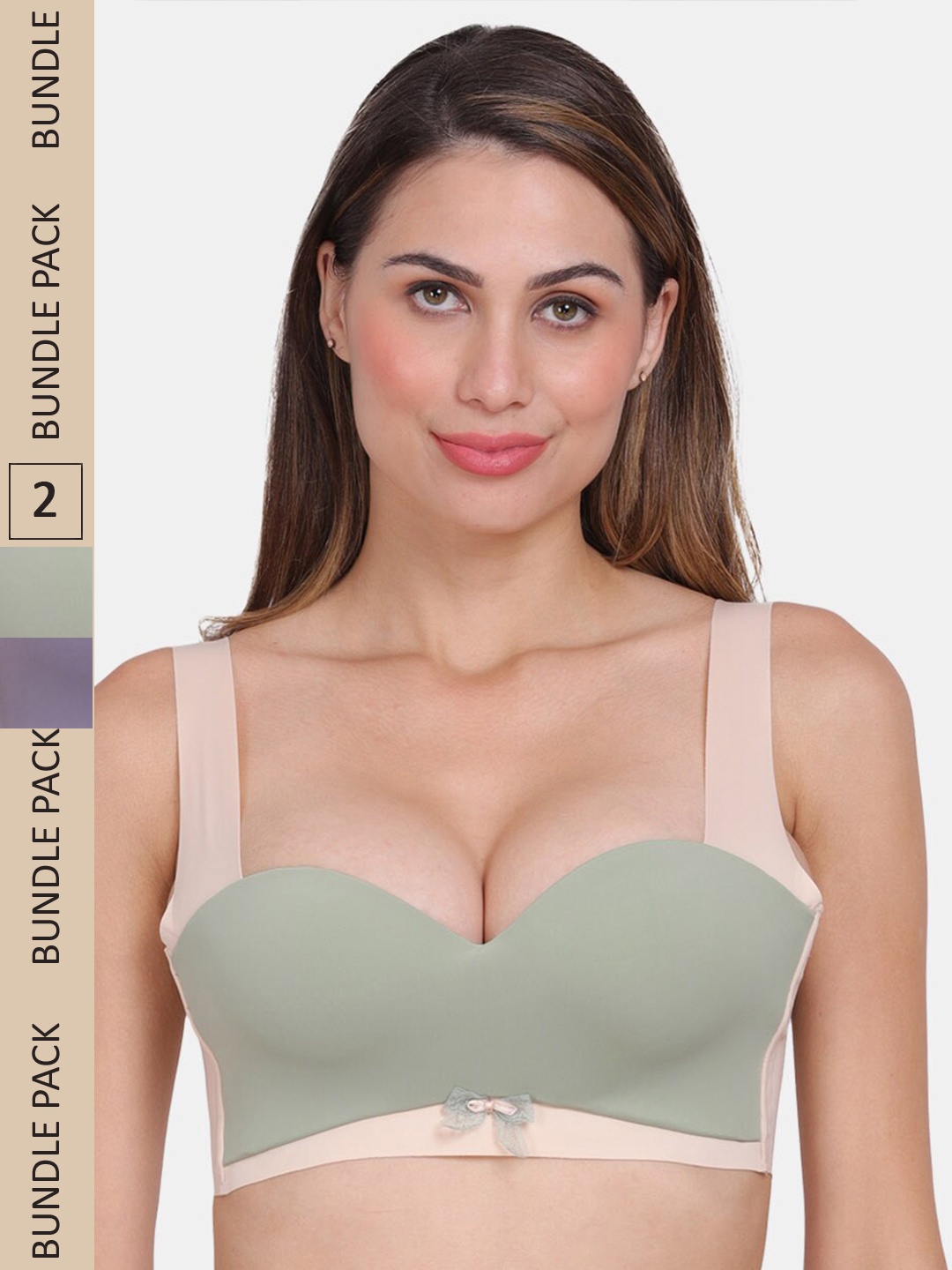 

Amour Secret Pack of 2 Colourblocked Push Up Bra - Underwired Lightly Padded, Sea green