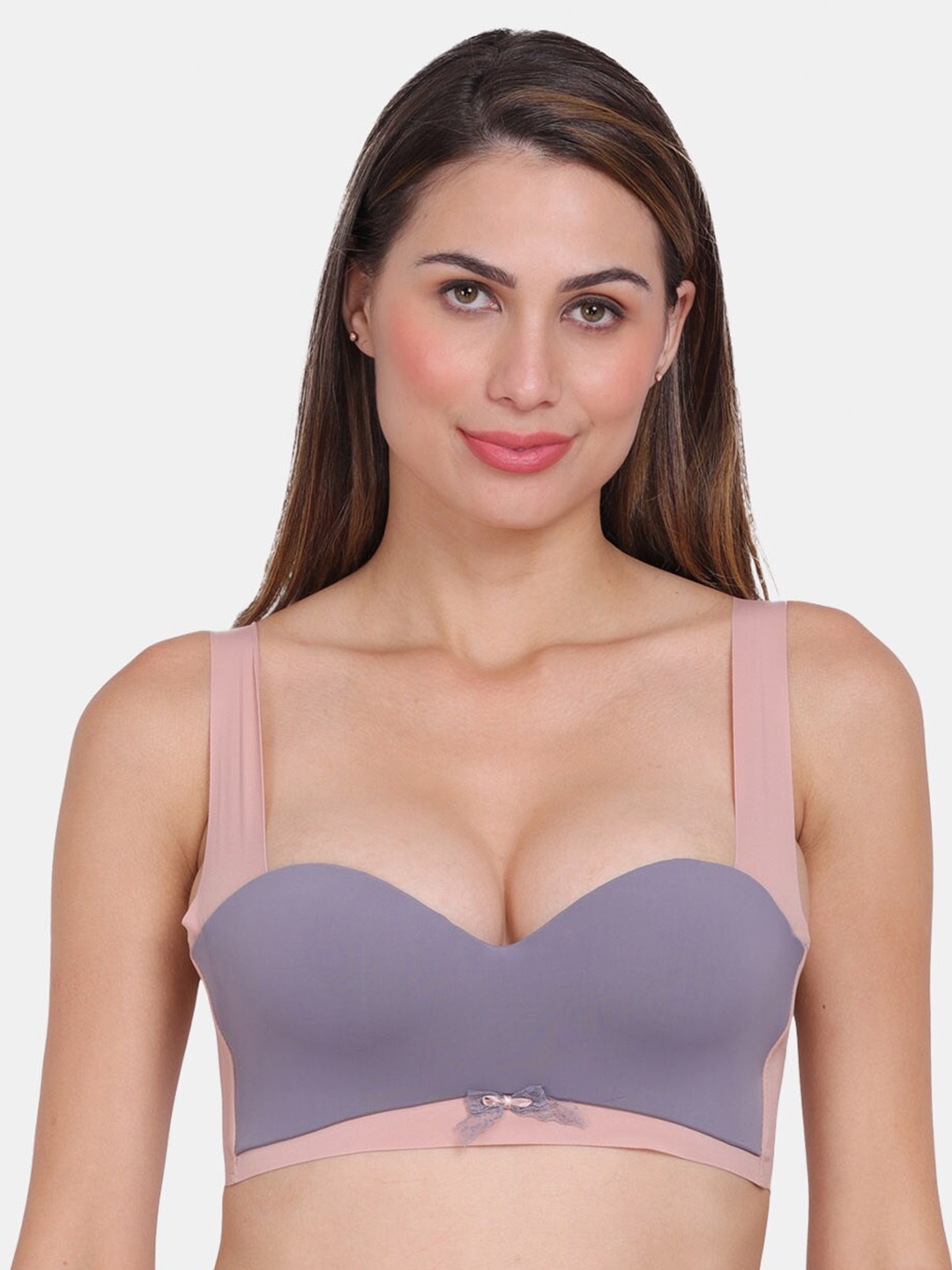 

Amour Secret Push-Up Moisture Wicking Colourblocked Bra Lightly Padded Bra, Grey