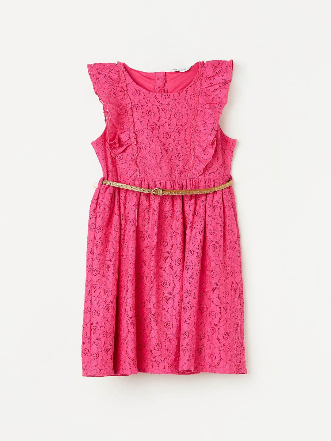 

Fame Forever by Lifestyle Lace Insert A-Line Cotton Dress, Pink