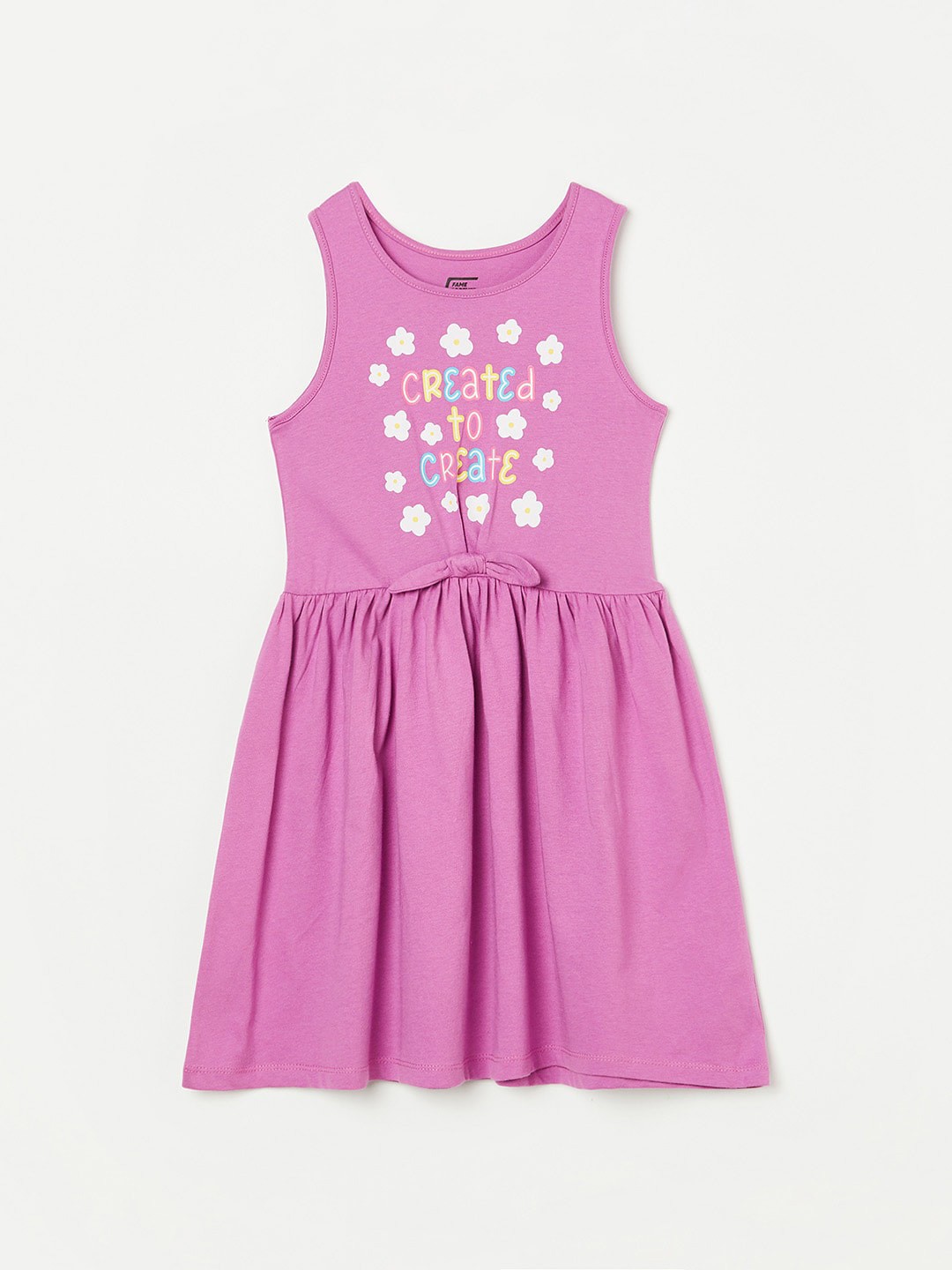 

Fame Forever by Lifestyle Girls Typography Printed Cotton Fit & Flare Dress, Lavender