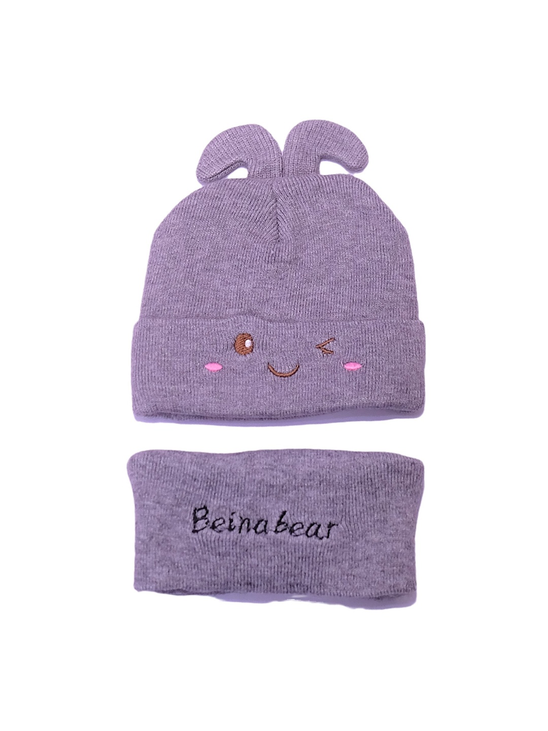 

TIPY TIPY TAP Kids Printed Wool Beanie With Neck Warmer, Grey
