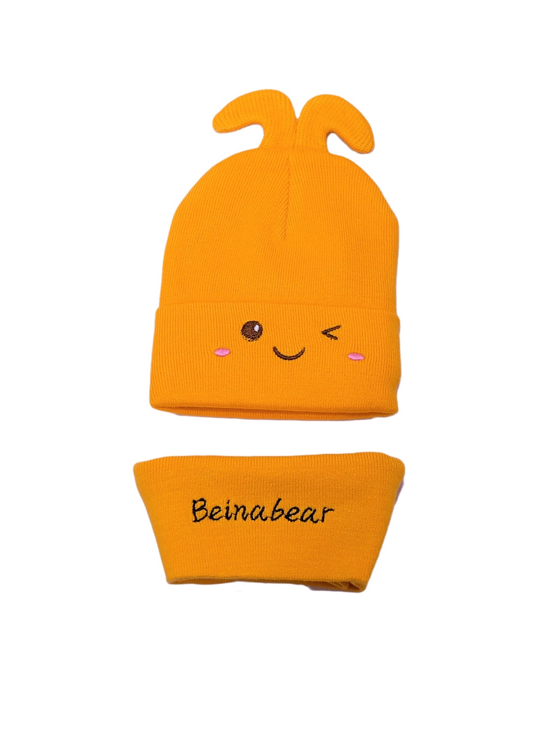 

TIPY TIPY TAP Kids Printed Wool Beanie With Neck Warmer, Yellow