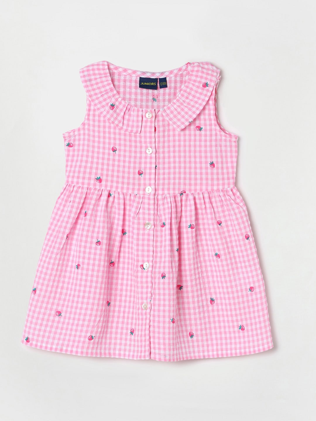 

Juniors by Lifestyle Checked Peter Pan Collar Cotton Dress, Pink