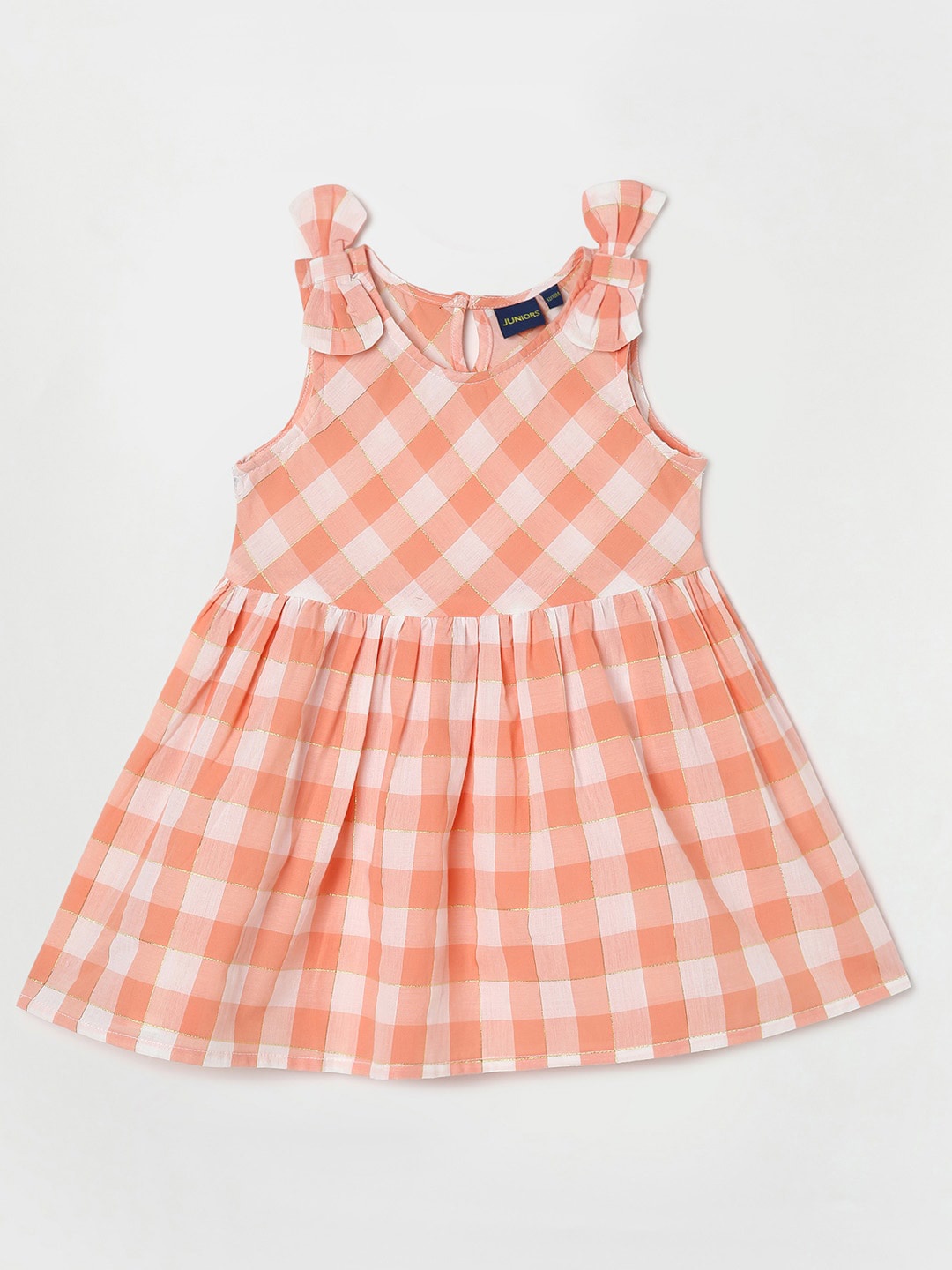 

Juniors by Lifestyle Checked Cotton Dress, Peach