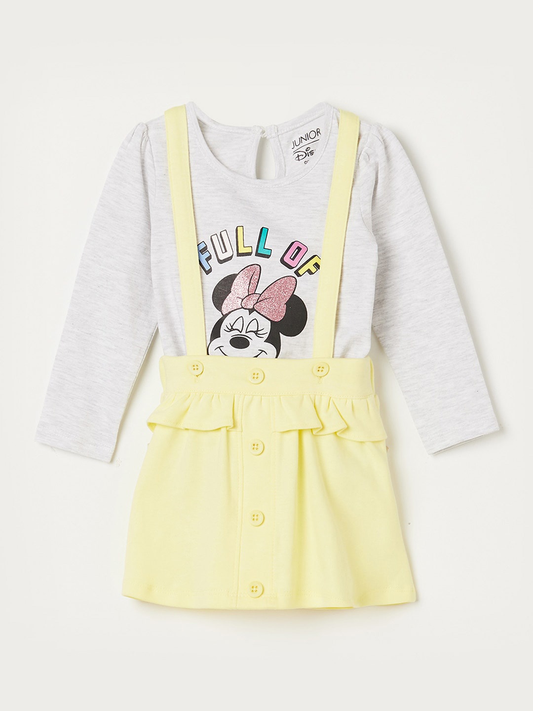 

Juniors by Lifestyle Girls Minnie Mouse Printed Cotton Pinafore Dress, Yellow
