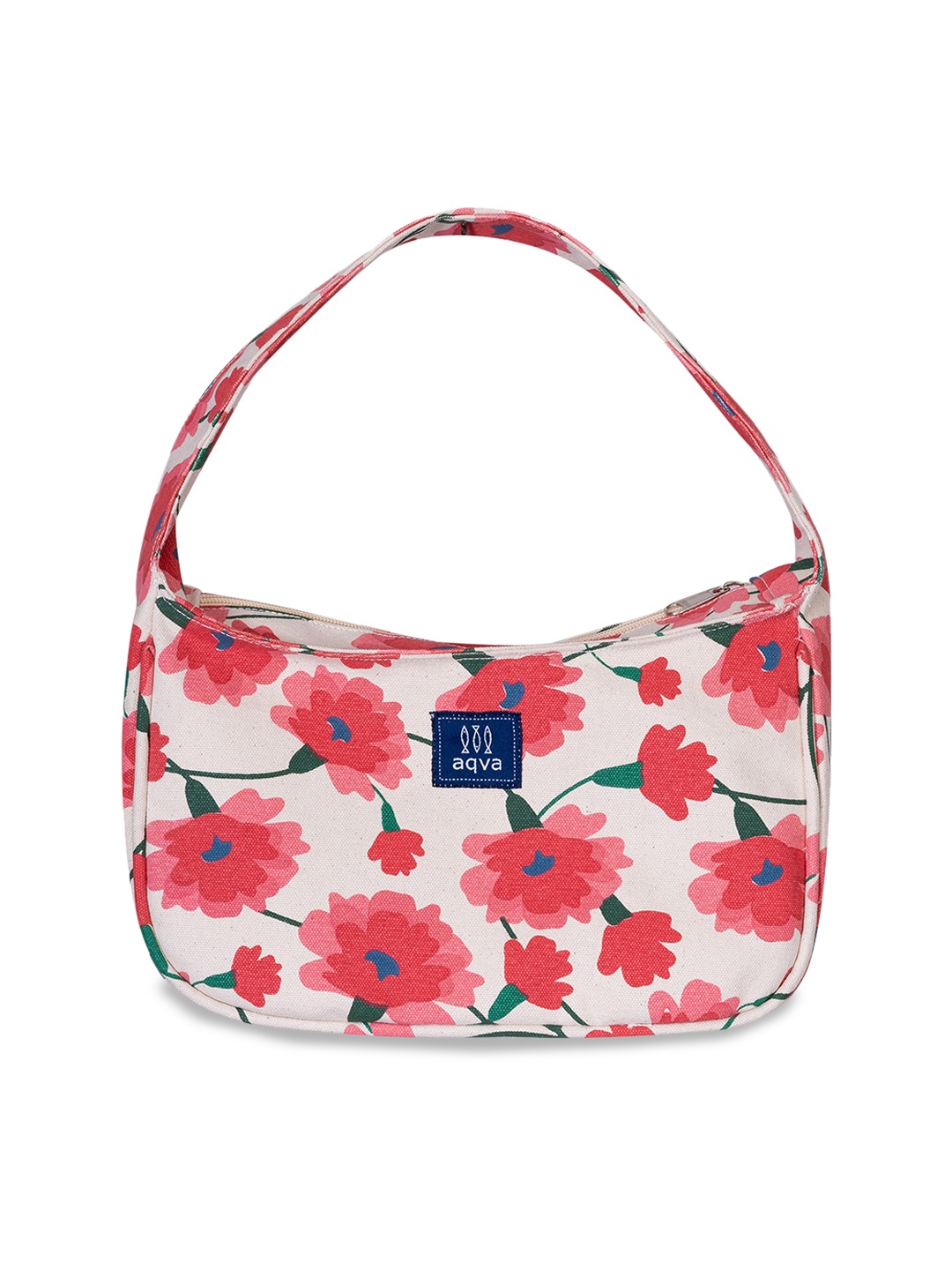 

AQVA Floral Printed Half Moon Hobo Bag, White