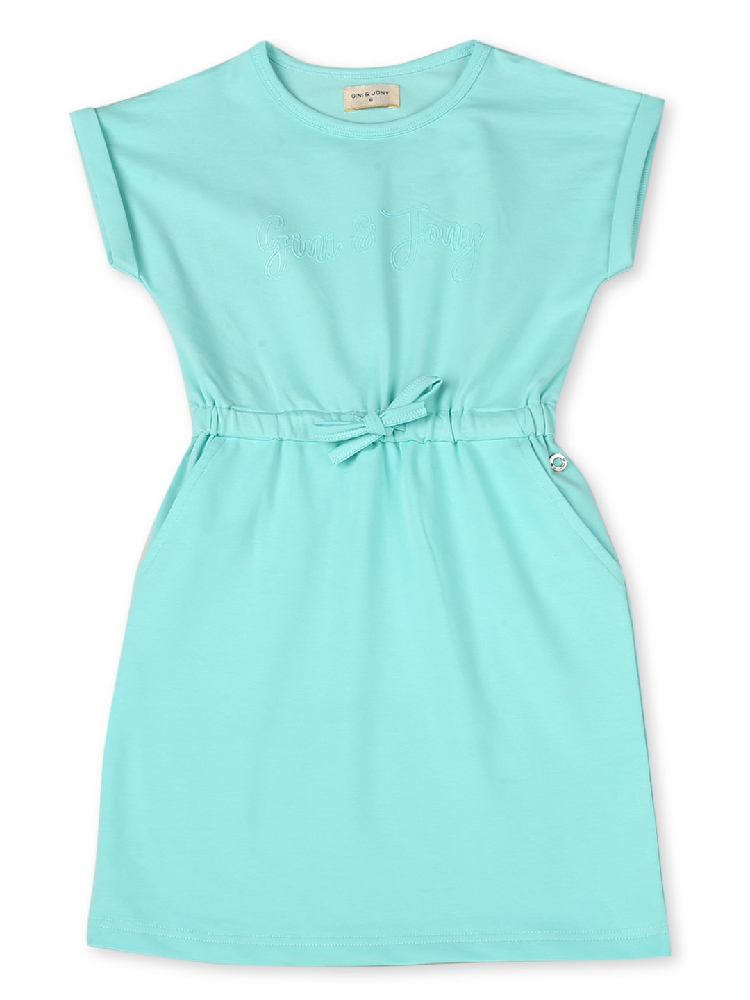 

Gini and Jony Girls Blouson Cotton Dress, Turquoise blue