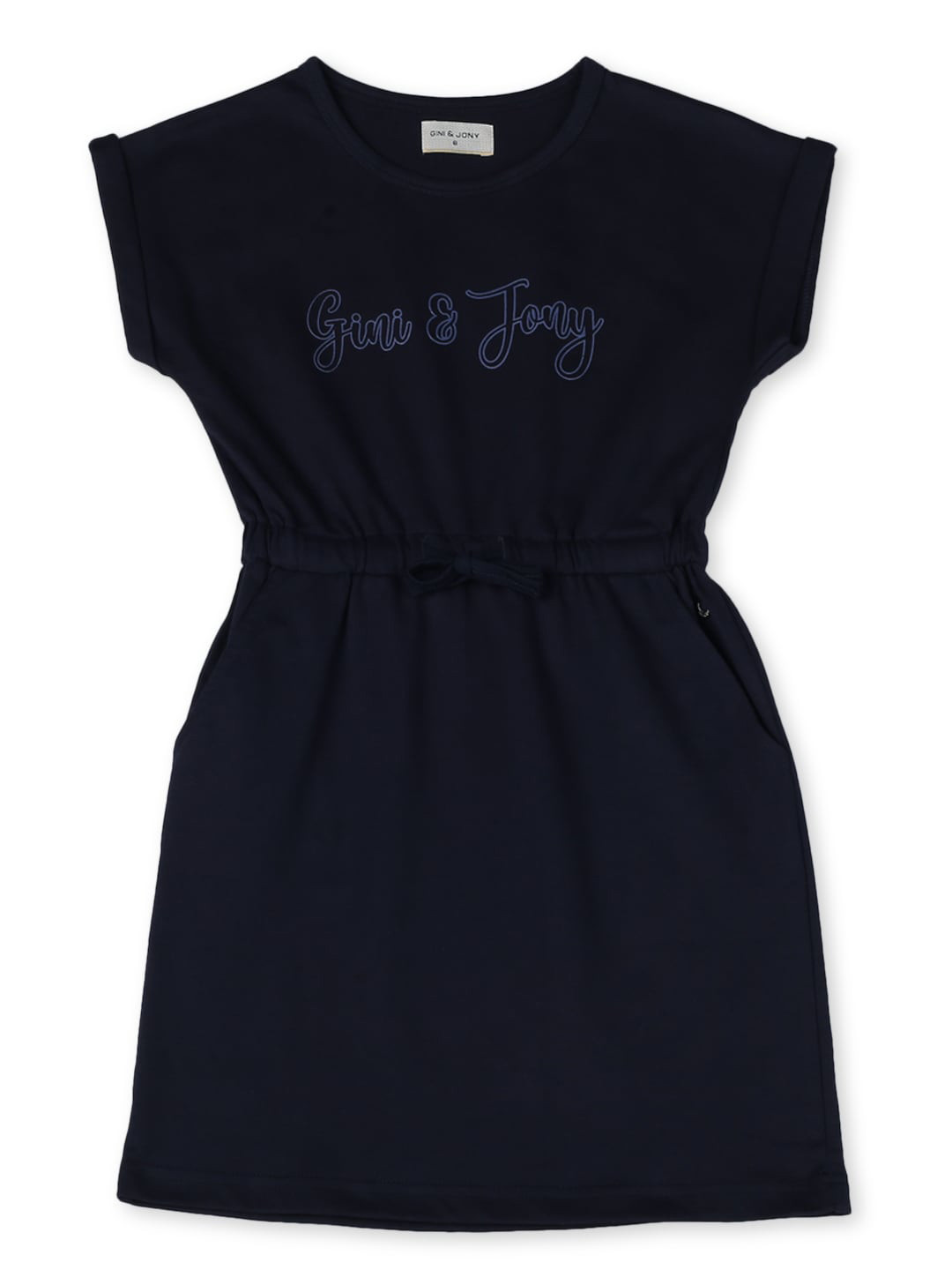

Gini and Jony Girls Round Neck Cotton Dress, Black