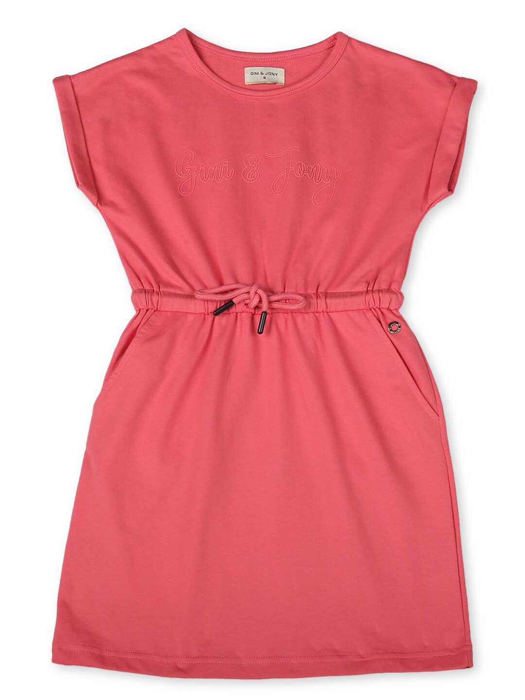 

Gini and Jony Extended Sleeves A-Line Cotton Dress, Peach