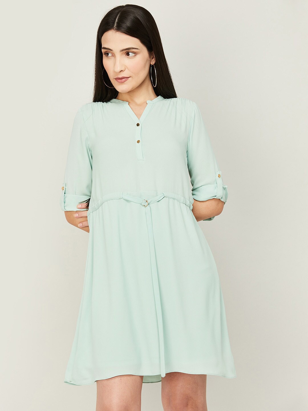 

CODE by Lifestyle Mock Neck A-Line Dress, Green