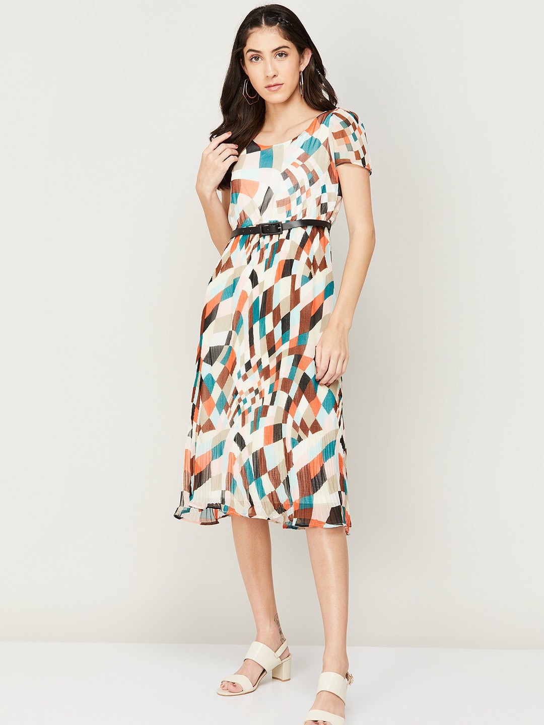

CODE by Lifestyle Abstract Printed Empire Dress, White