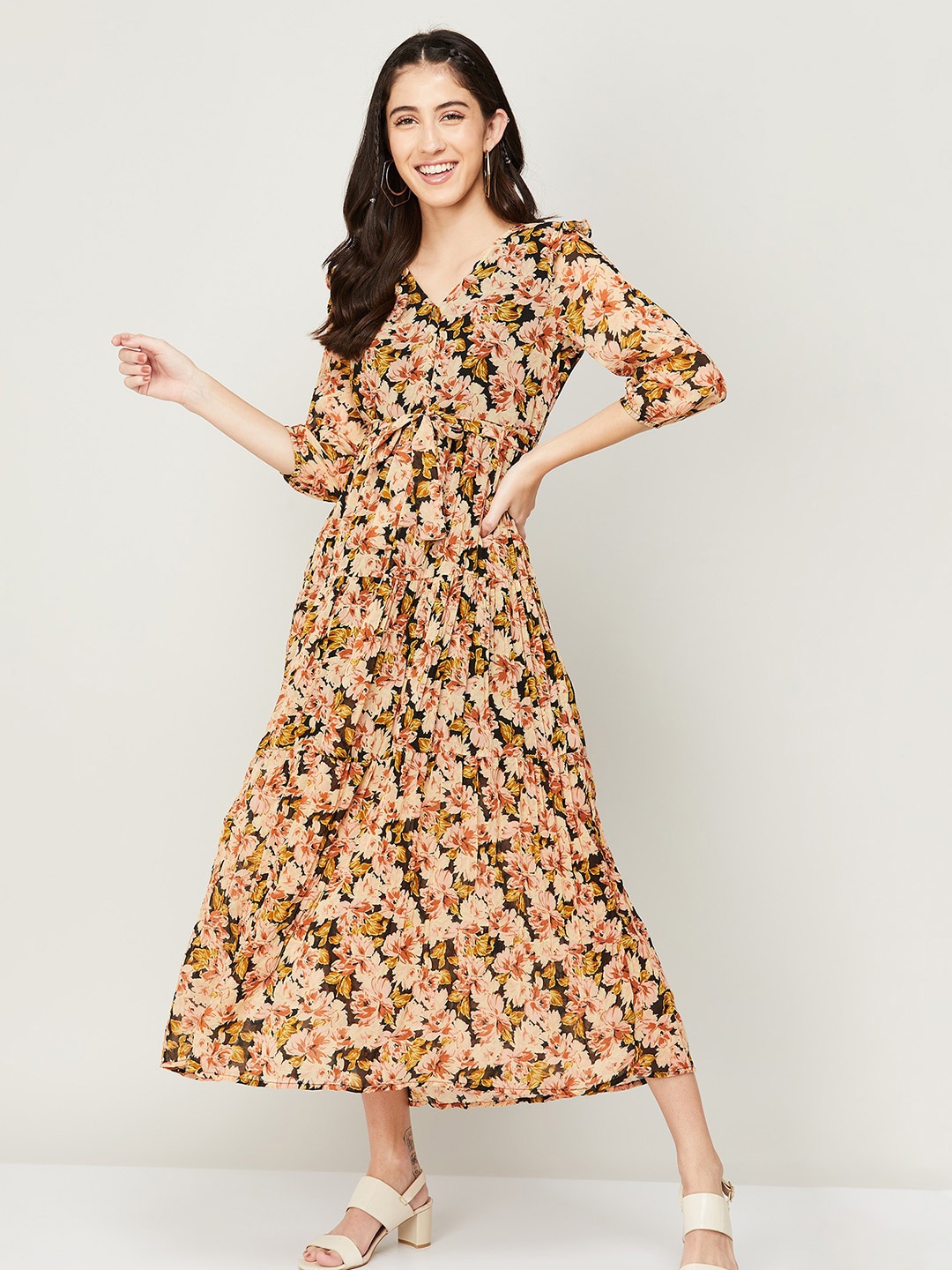 

CODE by Lifestyle Floral Midi Dress, Black