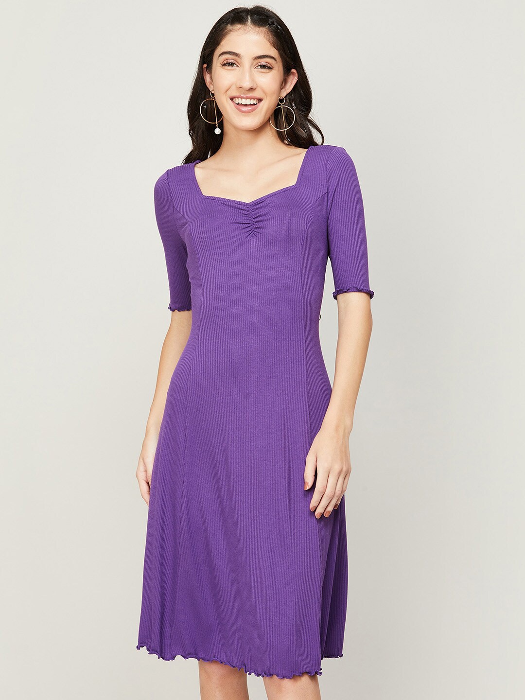 

CODE by Lifestyle Sweet Heart Neck A-Line Dress, Purple