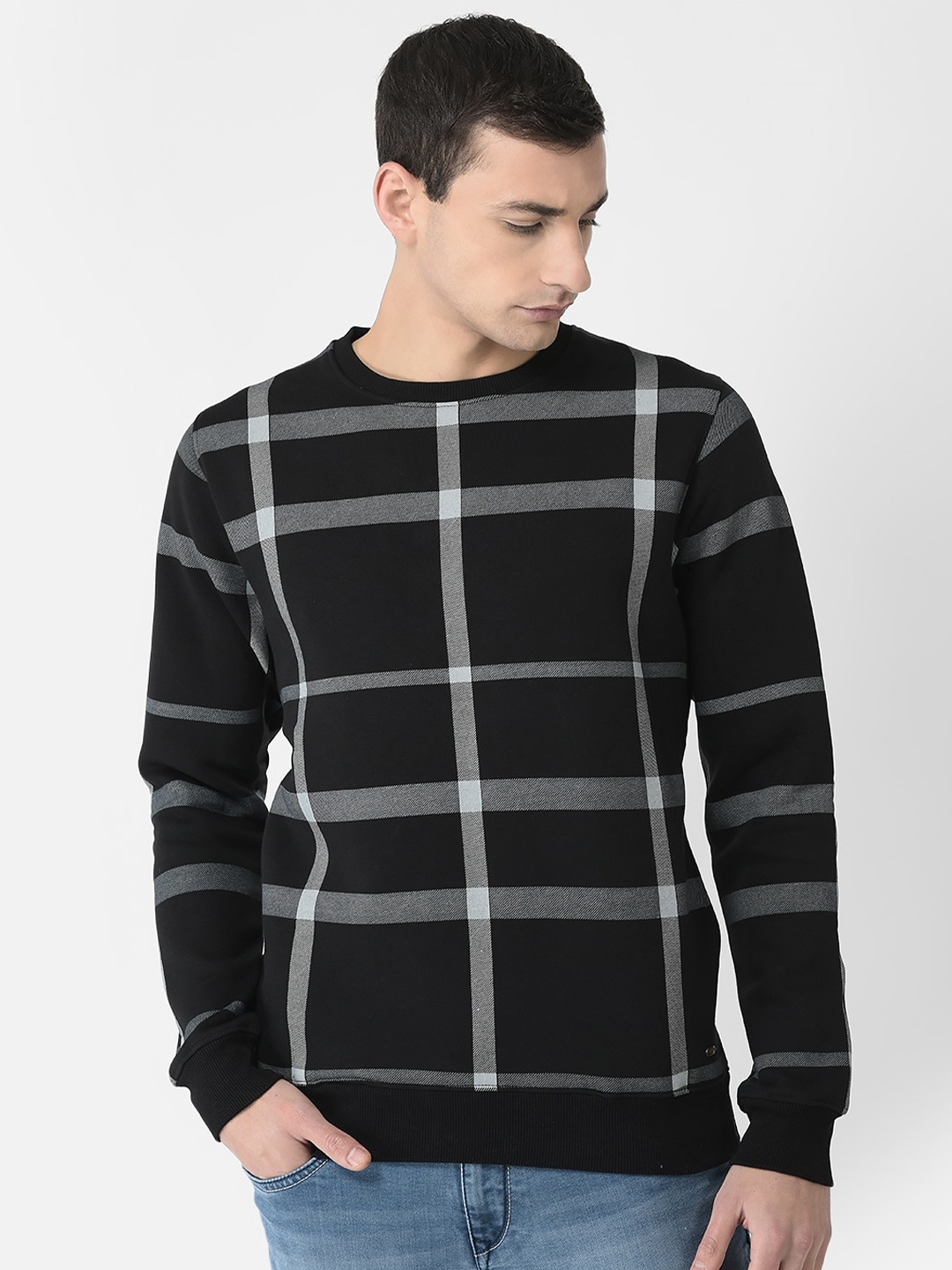 

Crimsoune Club Men Checked Sweatshirt, Black