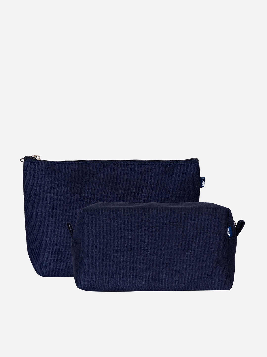 

AQVA Women Set Of 2 Cotton Canvas Cosmetic Pouch, Navy blue