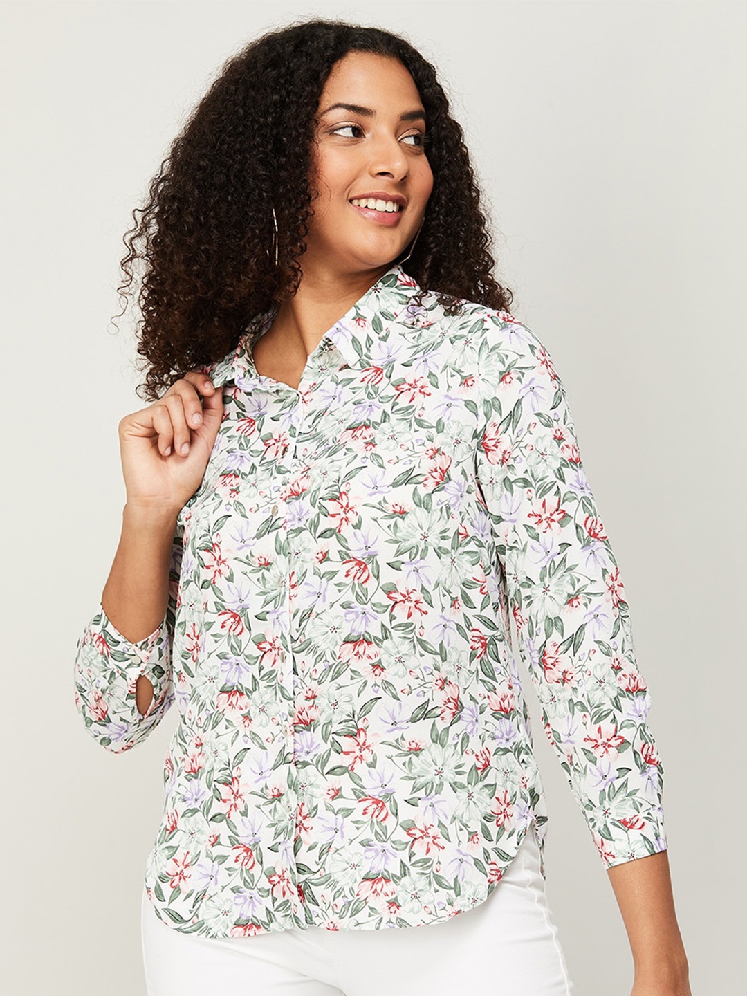 

CODE by Lifestyle Women Floral Printed Casual Shirt, White