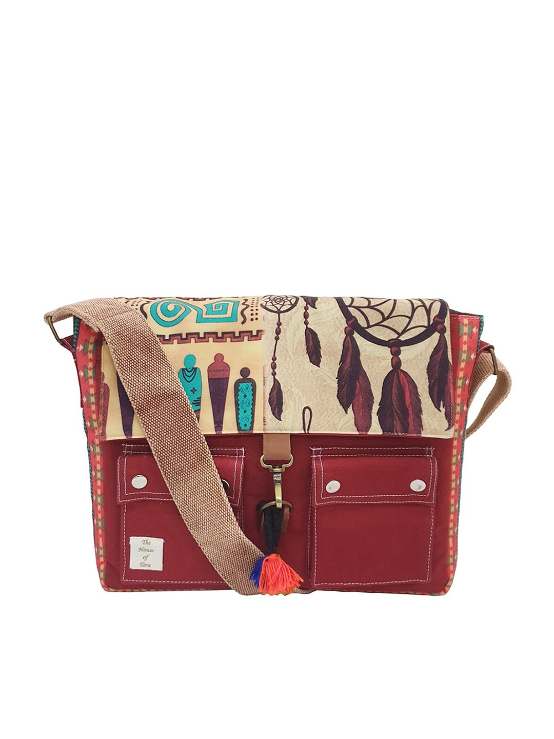 

The House of Tara Printed Laptop Messenger Bag, Maroon