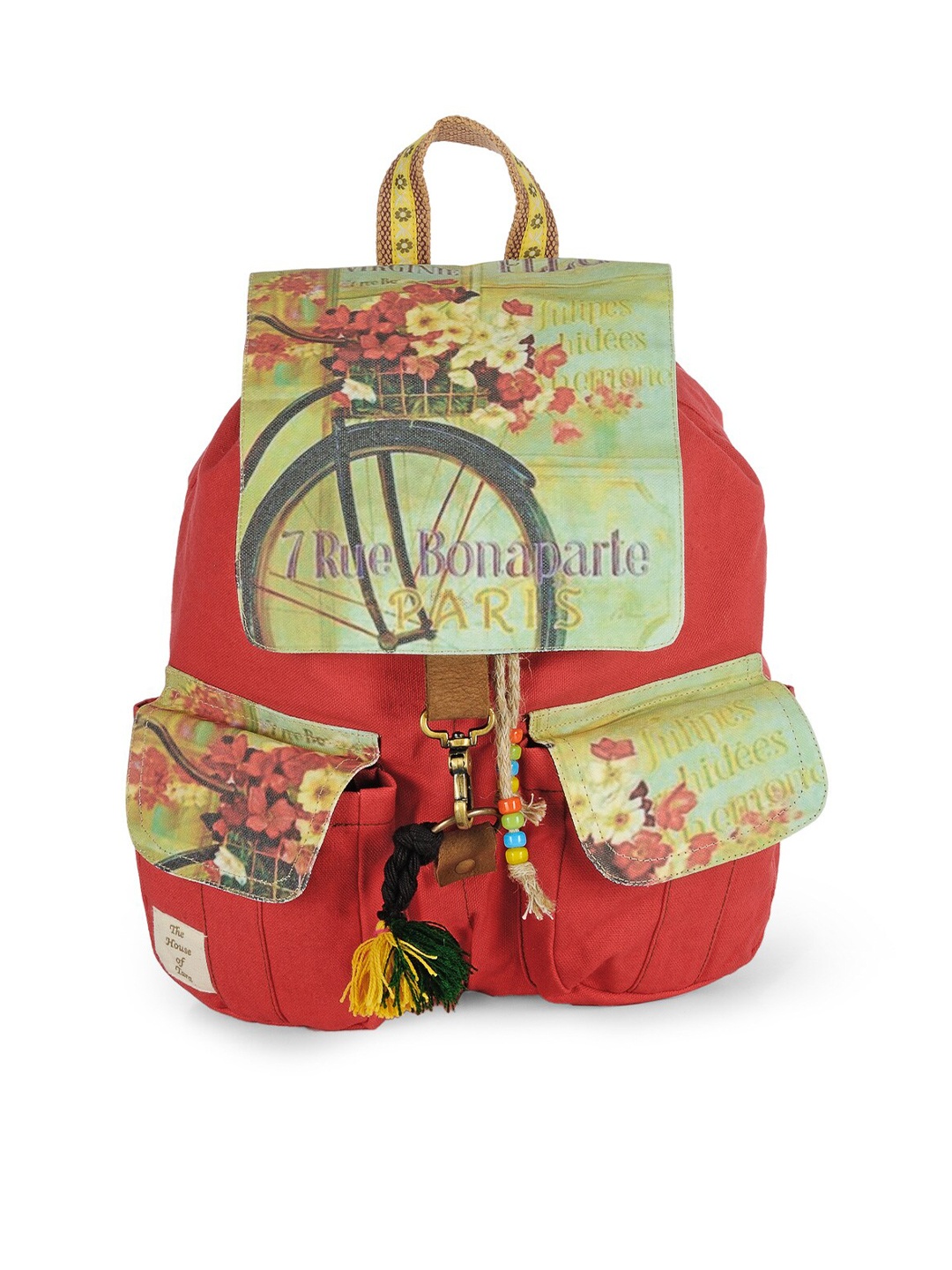 

The House of Tara Women Graphic Printed Backpack, Red