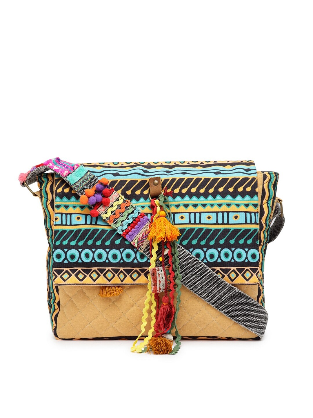 

The House of Tara Printed Laptop Messenger Bag, Beige