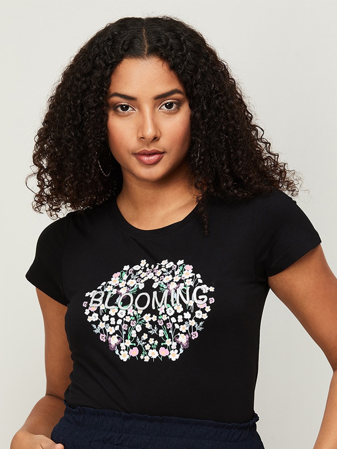 

Fame Forever by Lifestyle Floral Printed Top, Black